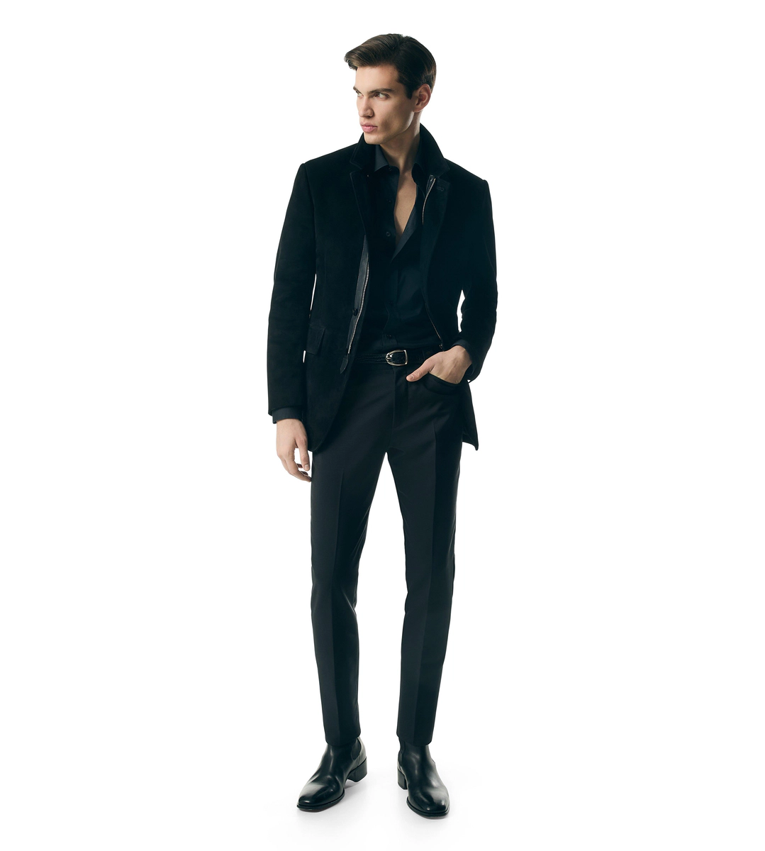 BLAZER SARTORIALE IN CASHMERE E CAMOSCIO BLAZER SARTORIALE IN CASHMERE E CAMOSCIO