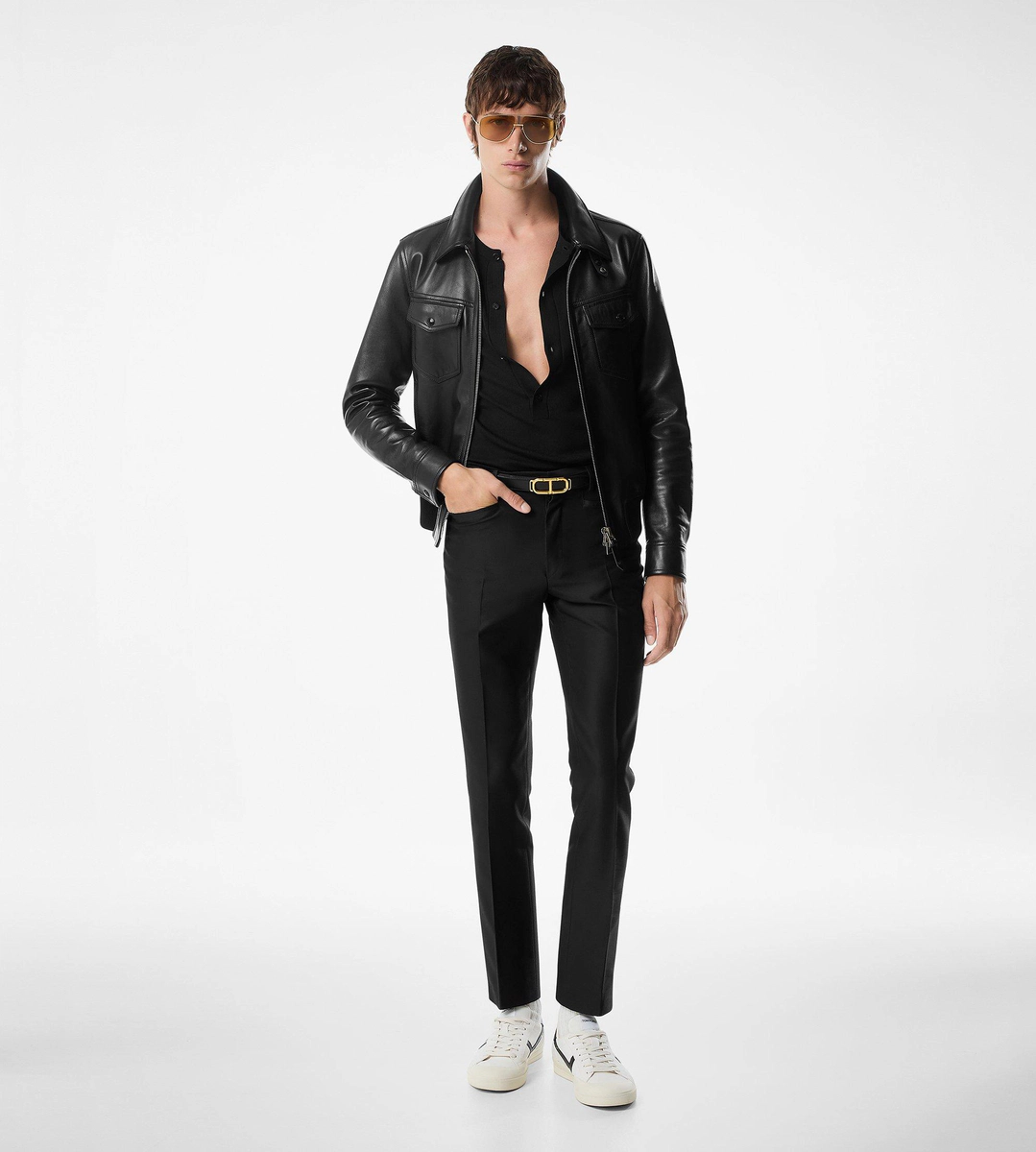 BLOUSON CON COLLO IN PELLE FIORE NAPPA BLOUSON CON COLLO IN PELLE FIORE NAPPA