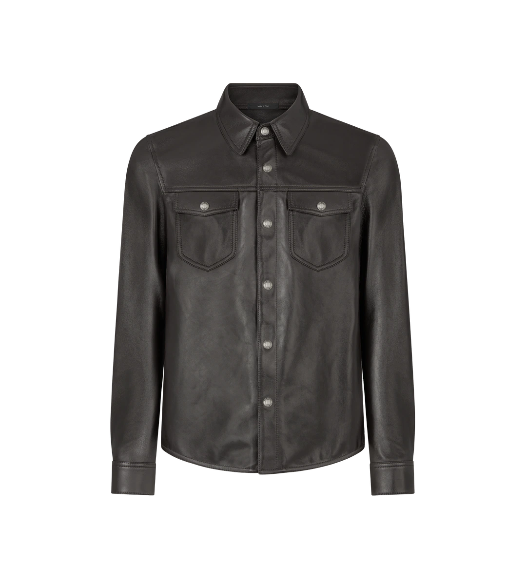 CAMICIA ESTERNA IN NAPPA LUCIDA CON BOTTONI A PRESSIONE