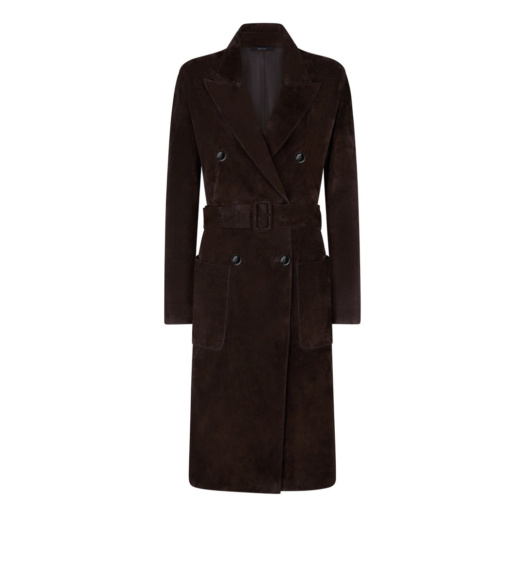 CAPPOTTO DOPPIO PETTO IN CAMOSCIO CON CINTURA CAPPOTTO DOPPIO PETTO IN CAMOSCIO CON CINTURA