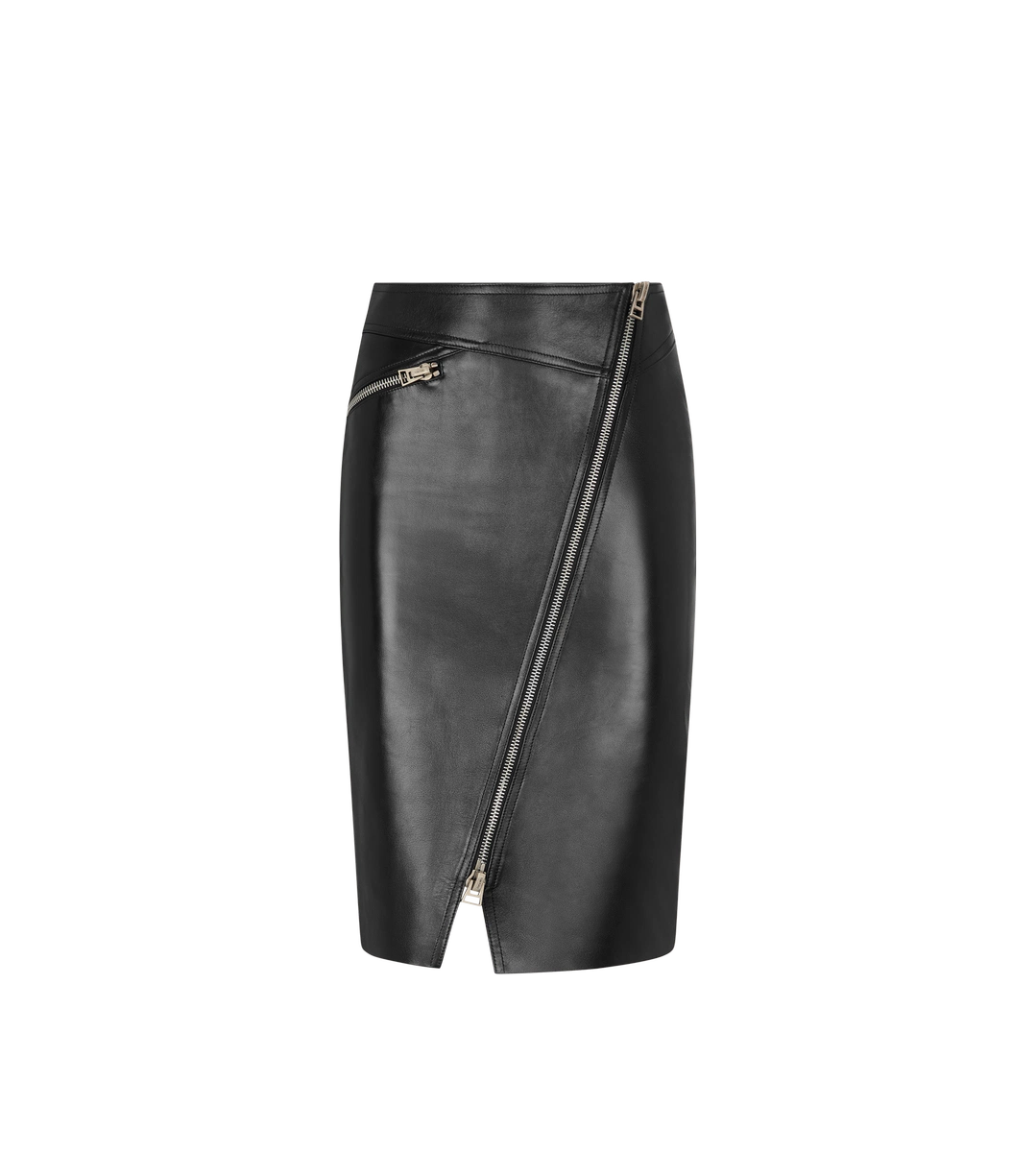 GONNA IN PELLE CON ZIP DIAGONALE LUNGA AL GINOCCHIO GONNA IN PELLE CON ZIP DIAGONALE LUNGA AL GINOCCHIO