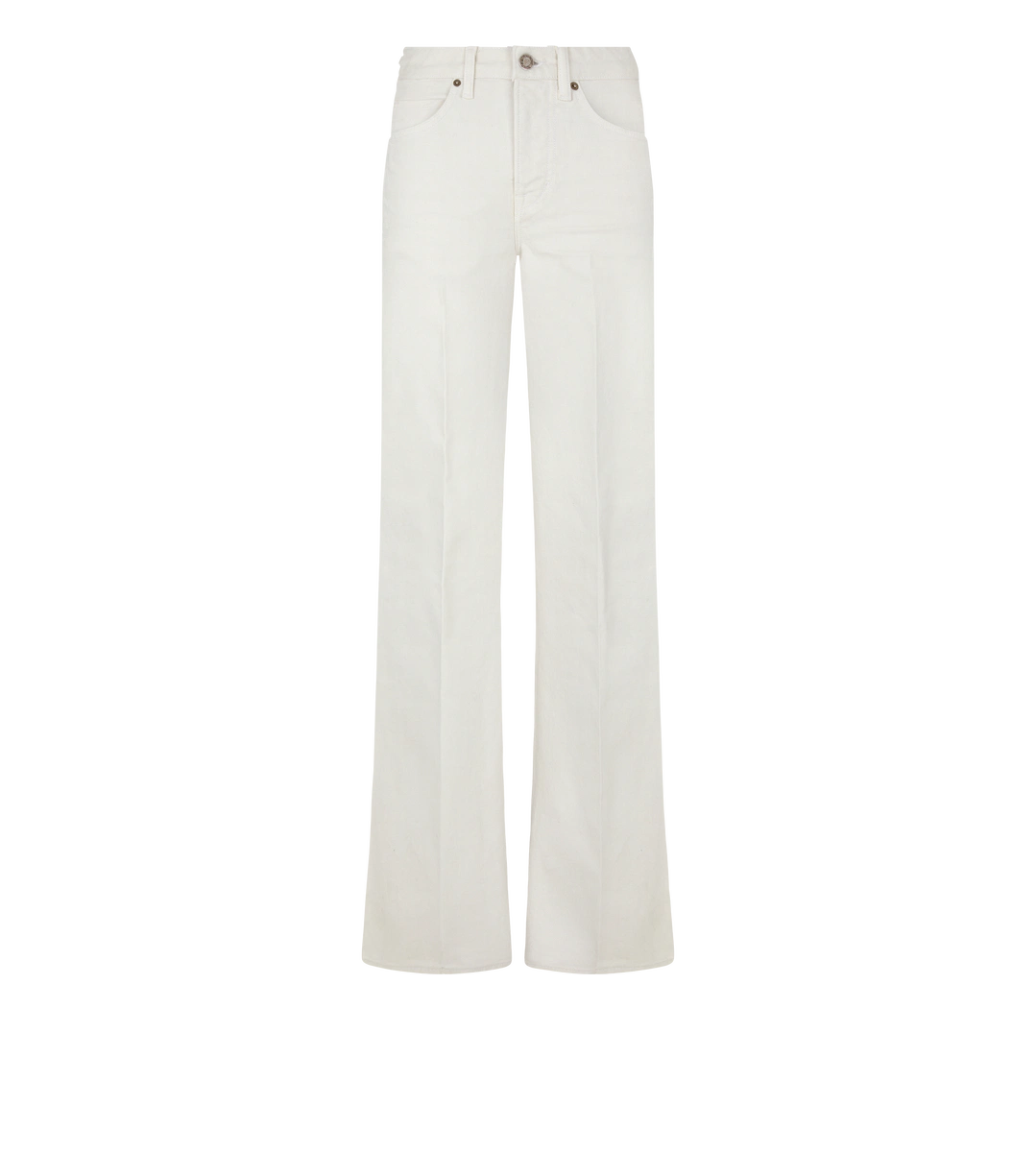 PANTALONI A ZAMPA IN DENIM TWILL ELASTICIZZATO PANTALONI A ZAMPA IN DENIM TWILL ELASTICIZZATO