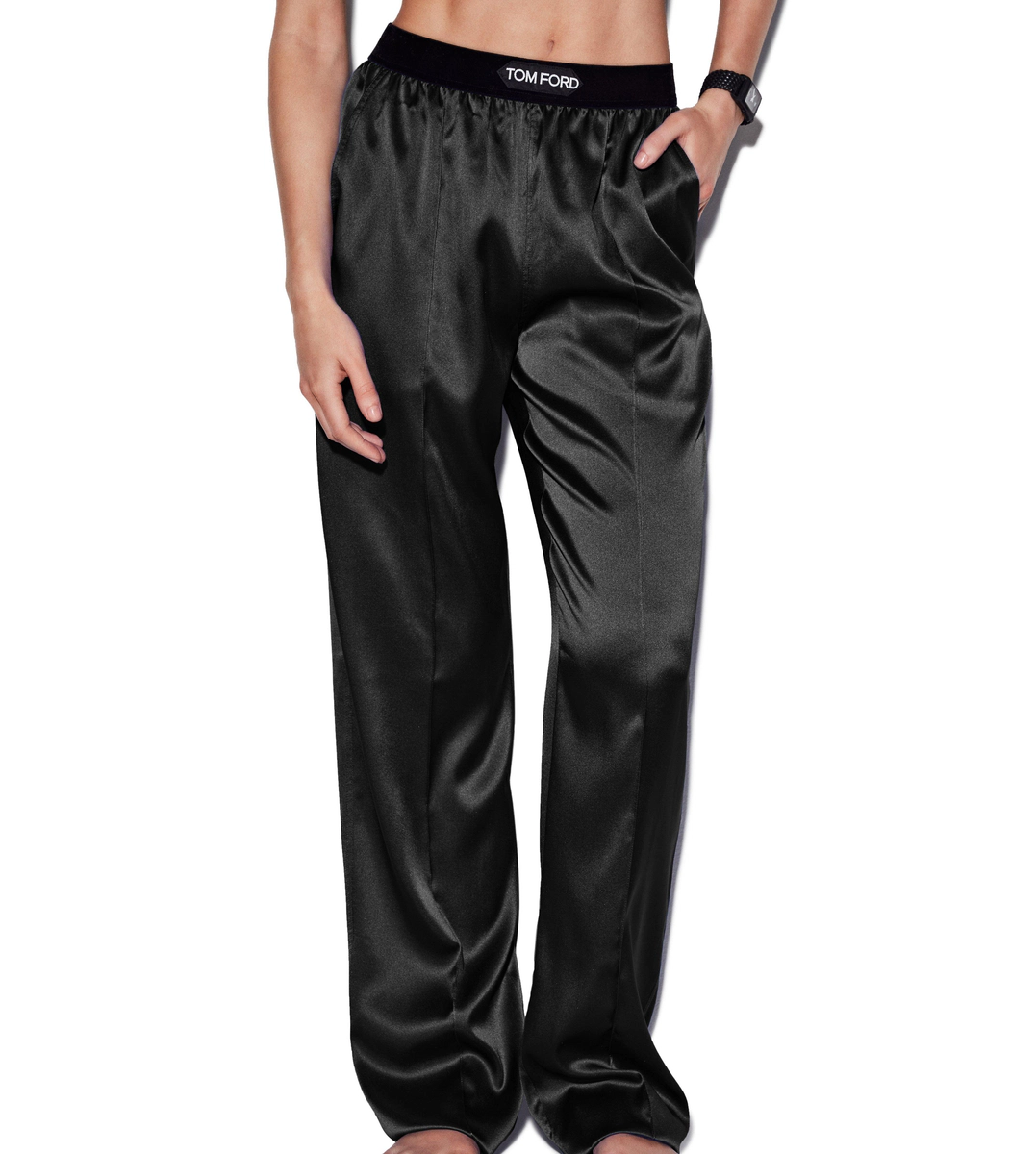 PANTALONI DEL PIGIAMA IN RASO DI SETA ELASTICIZZATO PANTALONI DEL PIGIAMA IN RASO DI SETA ELASTICIZZATO
