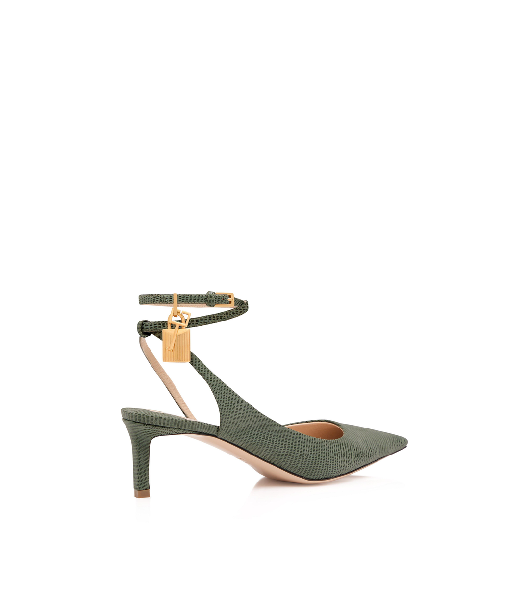 SLINGBACK IN PELLE SCAMOSCIATA EFFETTO LUCERTOLA CON LUCCHETTO SLINGBACK IN PELLE SCAMOSCIATA EFFETTO LUCERTOLA CON LUCCHETTO